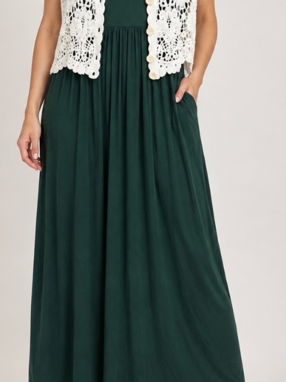 Women’s Forest Green Maxi Dress with Pockets
